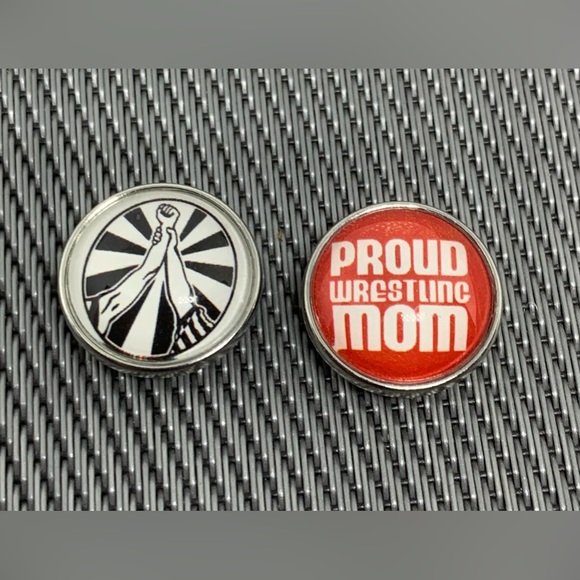 Wrestling Snap Button Charm Set of 2 - Picture 1 of 2